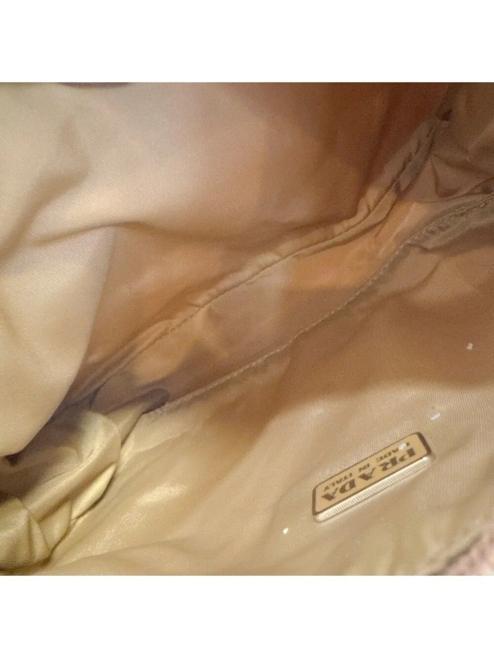 Prada Triangle Logo Nylon Pouch Beige
